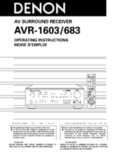 Denon AVR-683 Operating Instructions Manual