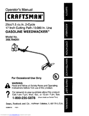CRAFTSMAN WEEDWACKER 358.794251 Operator's Manual