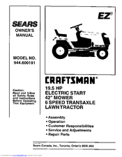 CRAFTSMAN 944.600191 Owner's Manual