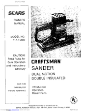 Craftsman 315.11690 Owner's Manual