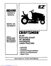 CRAFTSMAN EZ3 944.609810 Owner's Manual