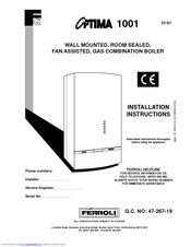 Ferroli Optima 1001 Installation Instructions Manual