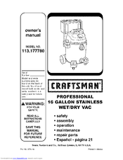 CRAFTSMAN 113.177780 Owner's Manual