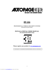 Autopage RF-350 rs Installation & User Manual
