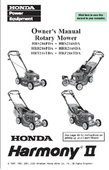 Honda HRR216SDA Harmony II Owner's Manual
