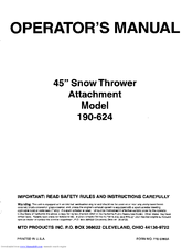 MTD 190-624 Operator's Manual