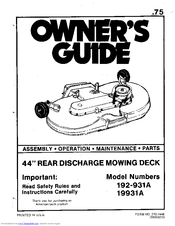 MTD 19931A Owner's Manual