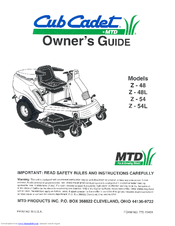 MTD Cub Cadet Z-54L Owner's Manual