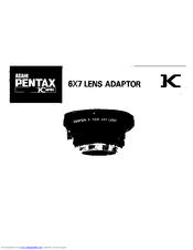 Pentax 6x7 Lens Adapter K Operating Manual