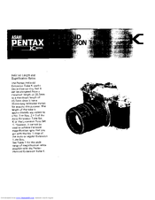 Pentax Helicoid Extension Tube K Series Operating Manual