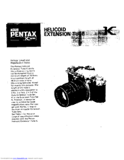 Pentax Helicoid Extension Tube K Series Operating Manual