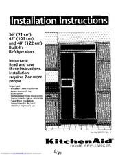 KitchenAid KSSS36DAX05 Installation Instructions Manual
