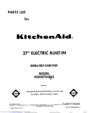 KitchenAid KEBS276SBL3 Parts List