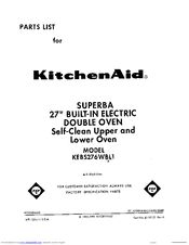 KitchenAid Superba KEBS276WBL1 Parts List