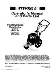 White Outdoor HWT-4 Operator's Manual And Parts List