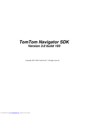 Tomtom Navigator SDK and Installation And Use Manual