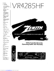 Zenith VR4285HF Operating Manual & Warranty