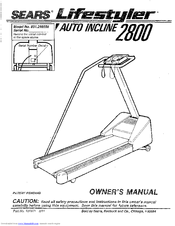 Lifestyler Auto incline 2800 Owner's Manual