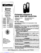 Kenmore POWER MISER 6 153.336551 Owner's Manual