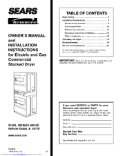 Kenmore 11072182100 Owner's Manual