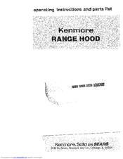 Kenmore 233.5168910 Operating Instructions And Parts Manual