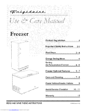 FRIGIDAIRE FFU17F5HBA Use & Care Manual