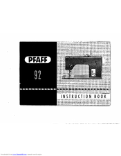 PFAFF 92 Instruction Book
