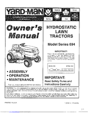 Yard-Man 694 Series Owner's Manual