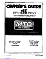 Yard Machines 317E660G000 Owner's Manual