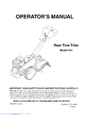 MTD 454 Operator's Manual