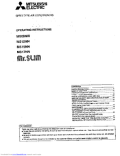 MITSUBISHI Mr.Slim MS09NW Operating Instructions Manual