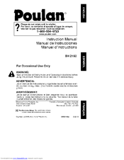 Poulan Pro BH2160 Instruction Manual