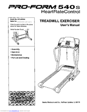 ProForm 540 S Treadmill User Manual