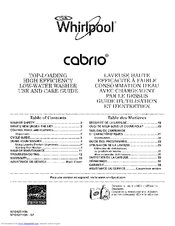 WHIRLPOOL Cabrio WTW8600YW0 Use And Care Manual