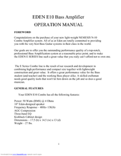 Eden E10 Operation Manual