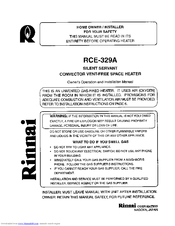 Rinnai RCE-329A-P Owner's Operation And Installation Manual