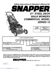 Snapper CP215013KWV Safety Instructions & Operator's Manual