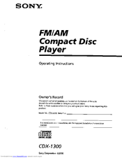 SONY CDX-1300 - Fm/am Compact Disc Player Operating Instructions Manual