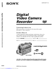 Sony DCR-DVD200 - Dvd Handycam Camcorder Operating Instructions Manual