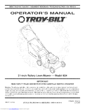 Troy-Bilt 834 Operator's Manual