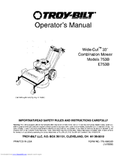 Troy-Bilt Wide-Cut 753B Operator's Manual