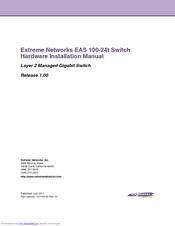 Extreme Networks EAS 100-24t Switch Hardware Installation Manual