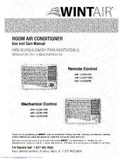 WINTAIR AW-12CR1FM1 Use And Care Manual