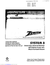 Zenith System 3 SM2773BT Operating Manual & Warranty