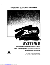 Zenith SYSTEM 3 Series Operating Manual And Warranty
