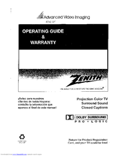 Zenith PV5269BT Operating Manual & Warranty