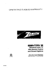 Zenith SENTRY 2 SL0953X Operating Manual & Warranty