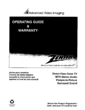 Zenith SM2787BT Operating Manual & Warranty