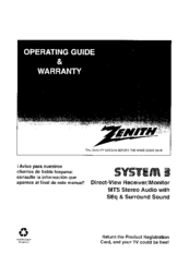 Zenith SMS7573BT Operating Manual & Warranty