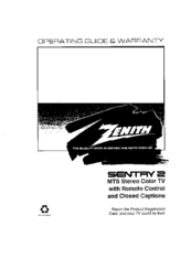 Zenith SENTRY 2 SLS8853Y Operating Manual & Warranty